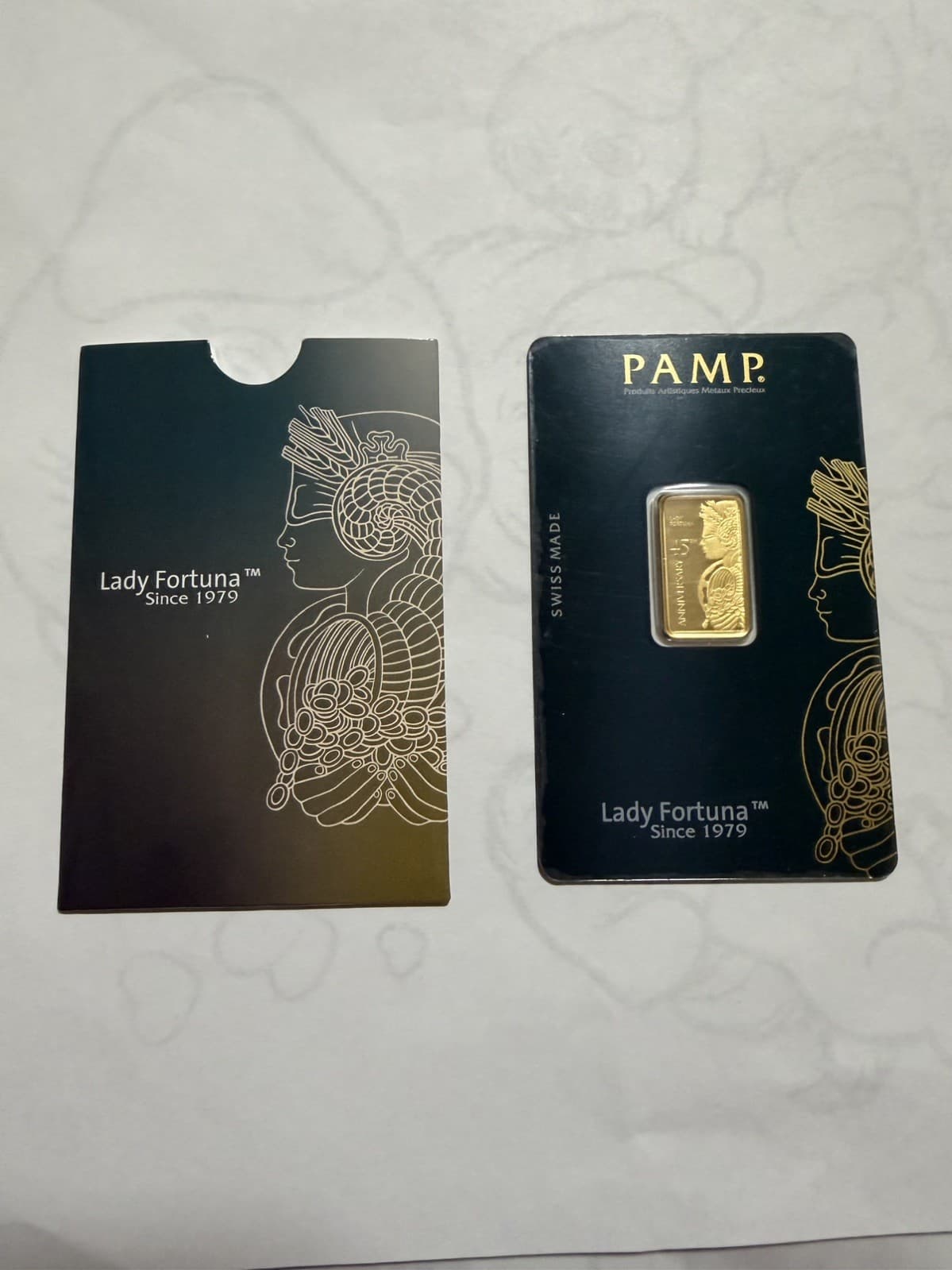 5 gram Gold Bar-PAMP Lady Fortuna 45th Anniversary (In Assay)