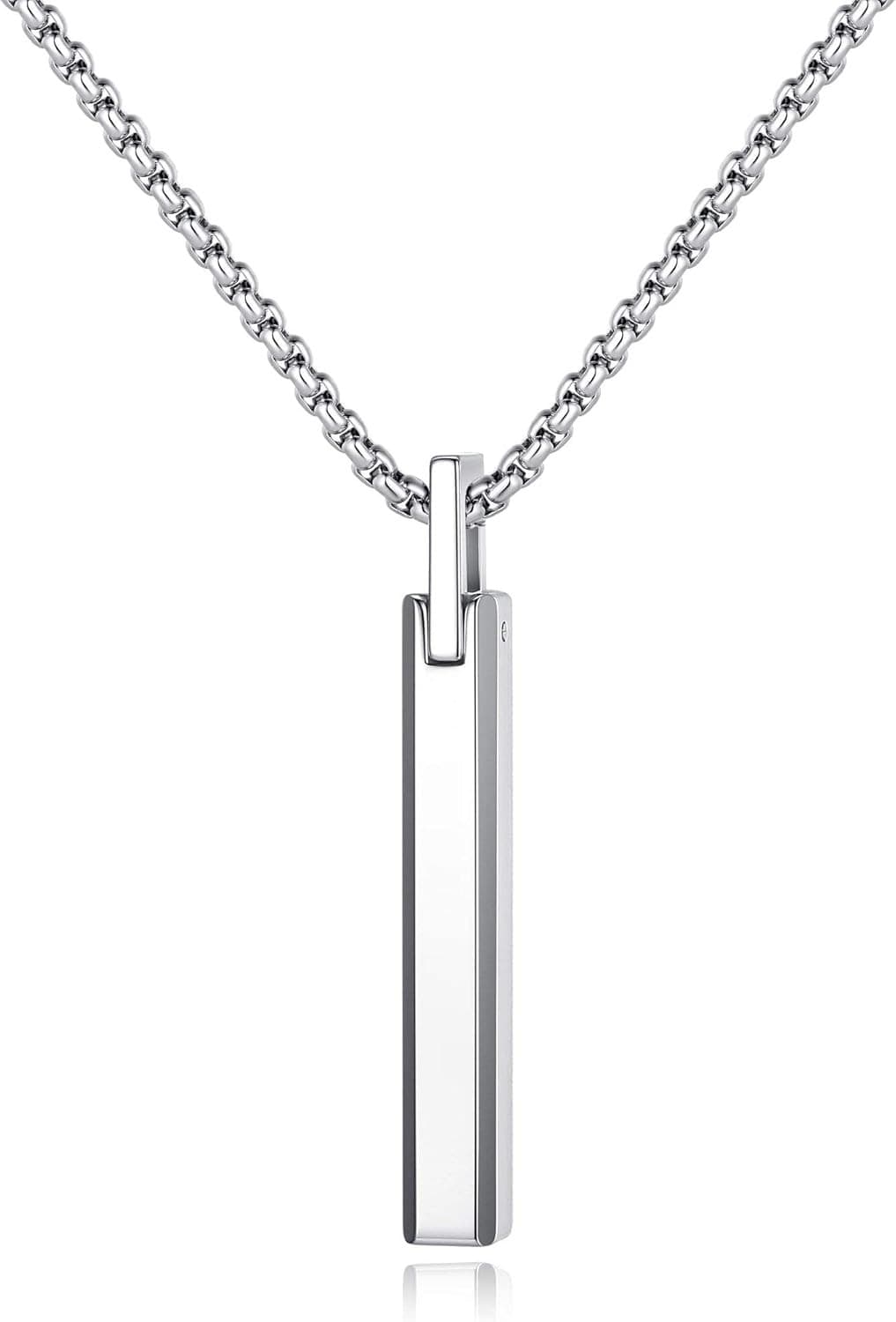 Tungsten Steel Bar Necklace for Men Women, 18K Gold Plated/Silver Color Pendant 