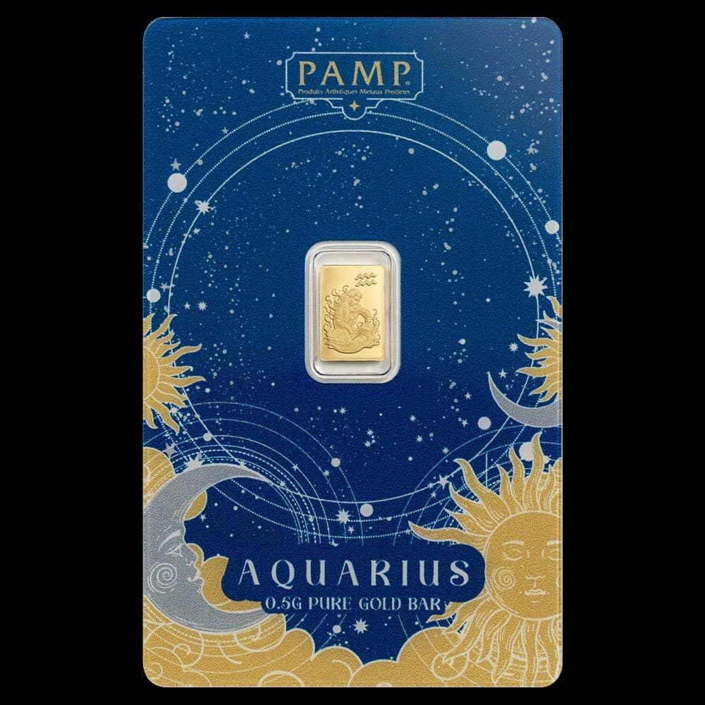 Pamp Suisse Zodiacs Series - Aquarius 1/2 gram Gold Bar - In Assay