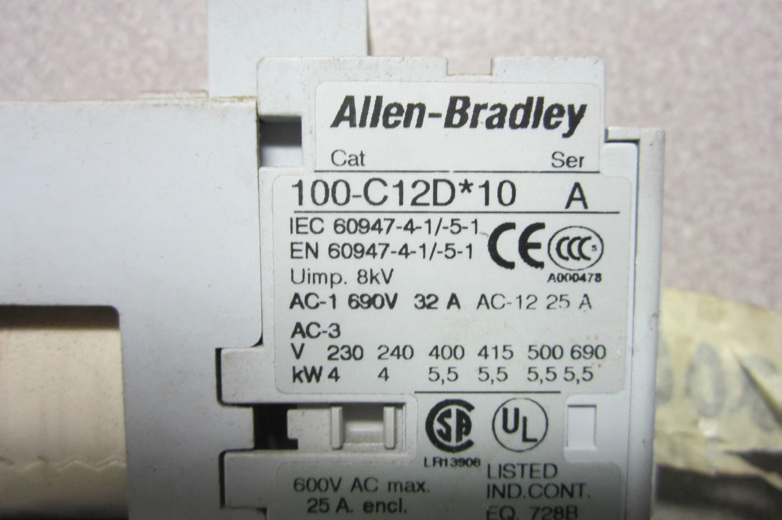 USED ALLEN BRADLEY 100-C12D10 CONTACTOR 100C12D10