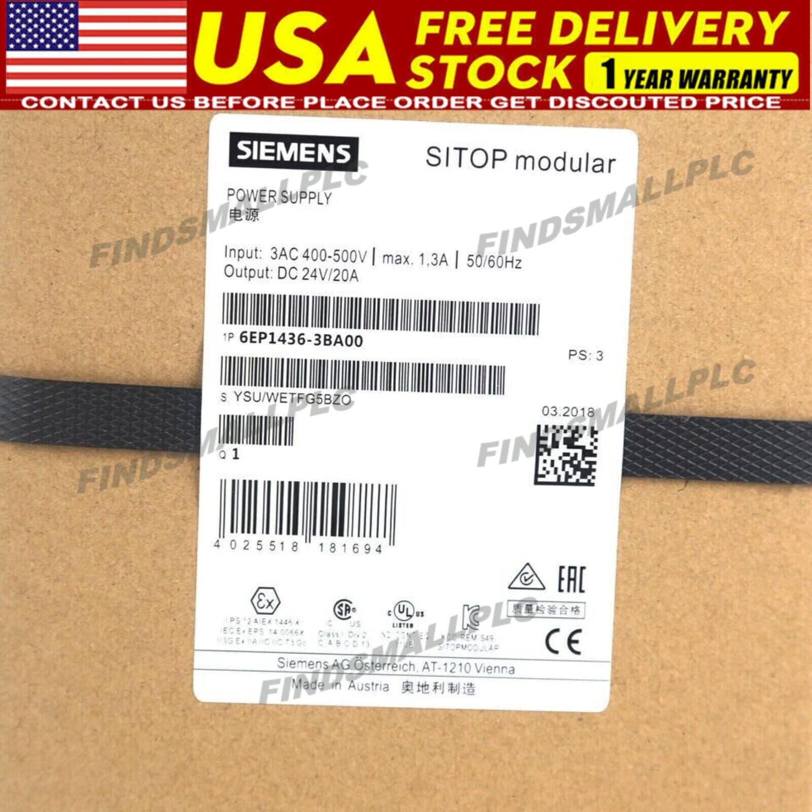 6EP14363BA00 New Siemens 6EP1436-3BA00 Sitop Modular Power Supply