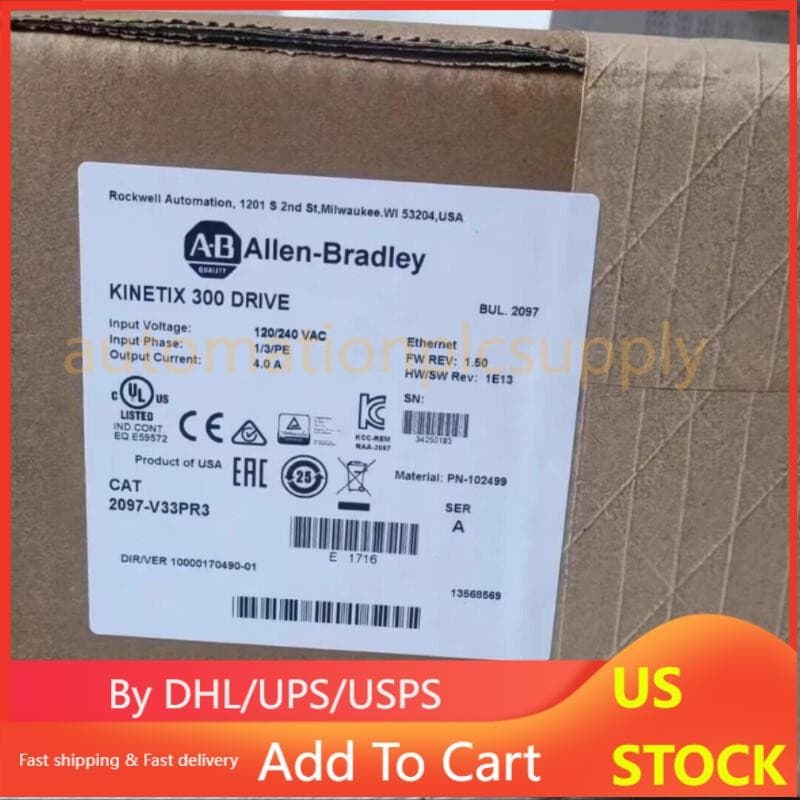 Allen-Bradley Kinetix 300 Servo Drive 2097-V33PR3 FW: 1.77 US Free Tax