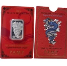 2024 Pamp Lunar Azure Dragon Silver Bar - 10g