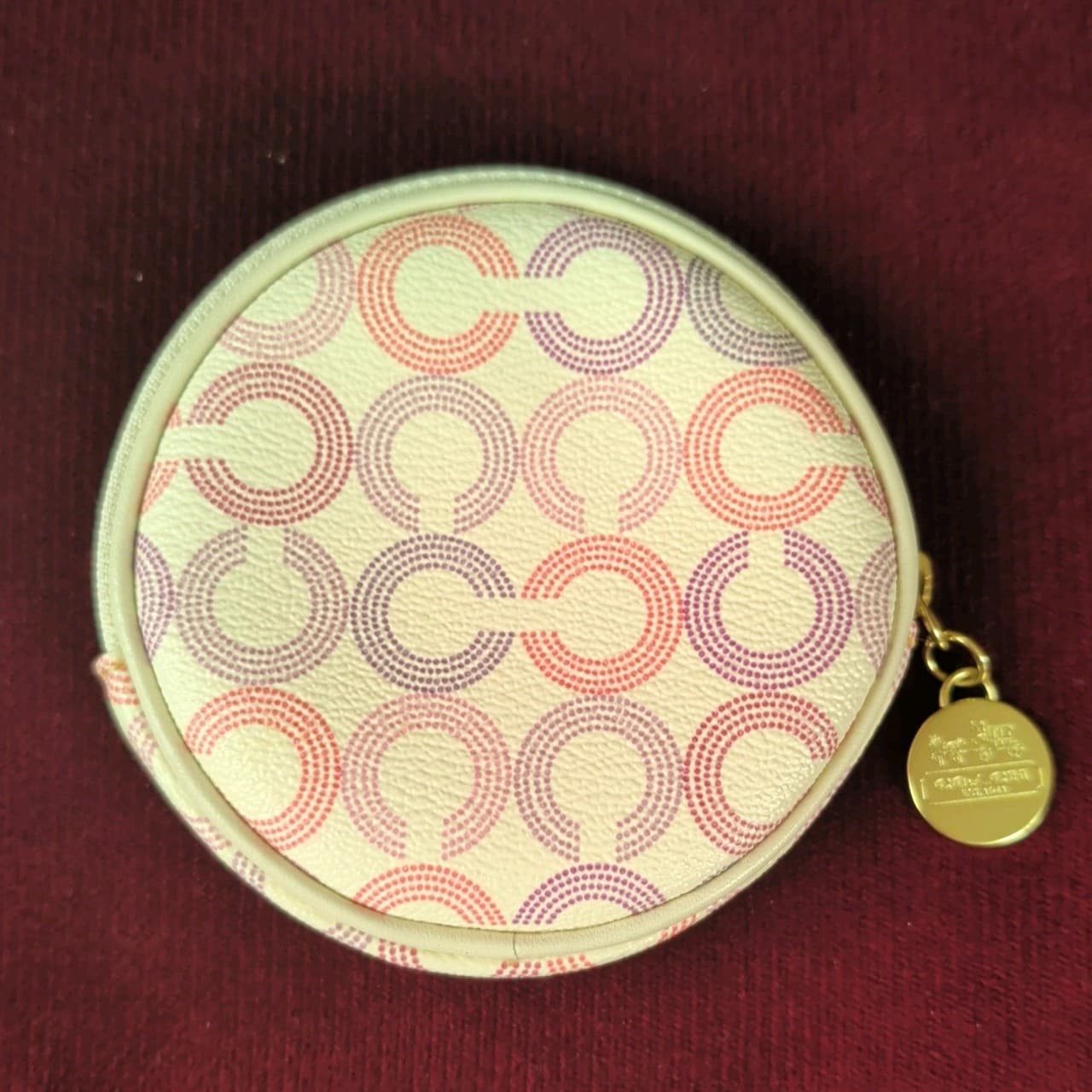 Coach Round Coin Purse Monogram Multicolor