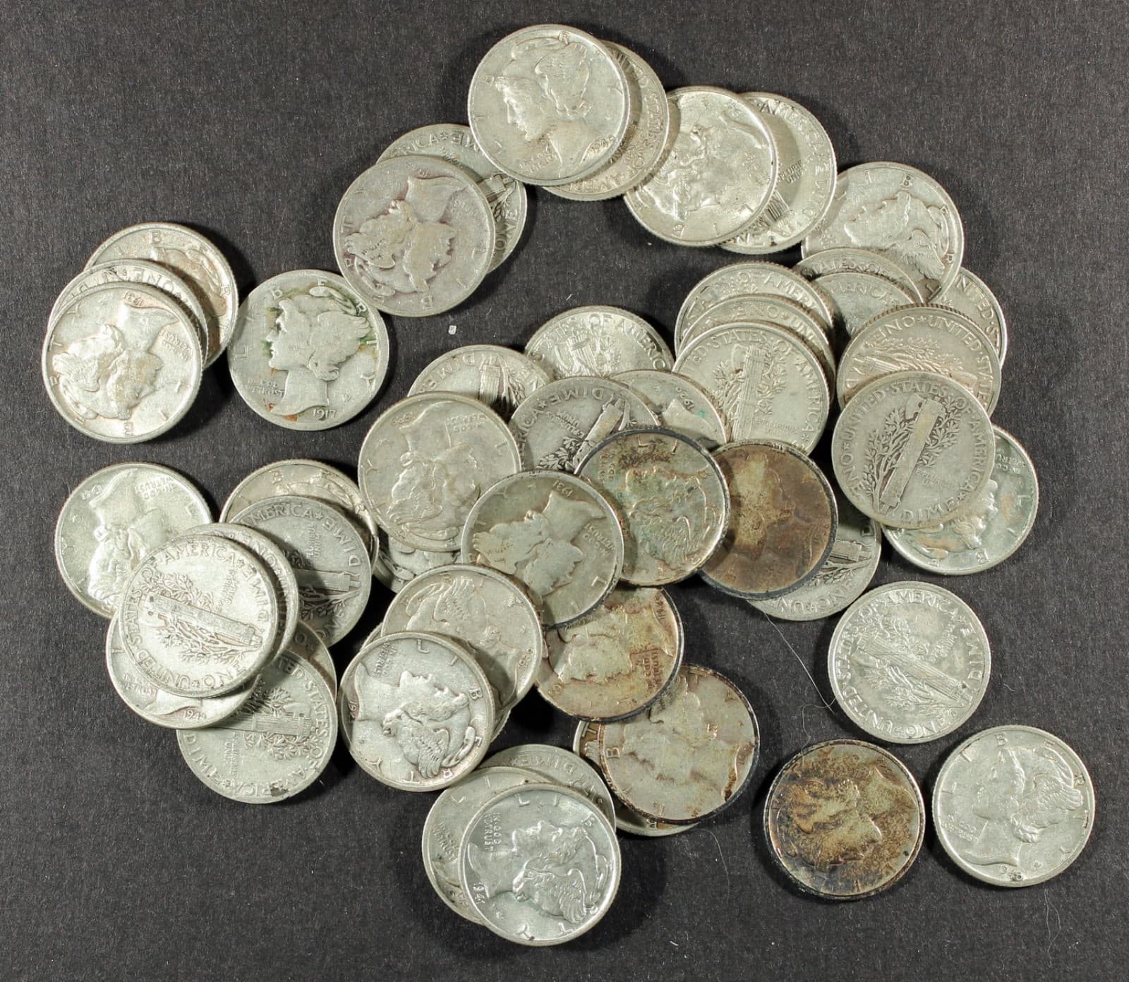 90% Silver Mercury Dimes - Roll of 50 - $5 Face Value