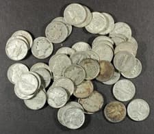 90% Silver Mercury Dimes - Roll of 50 - $5 Face Value