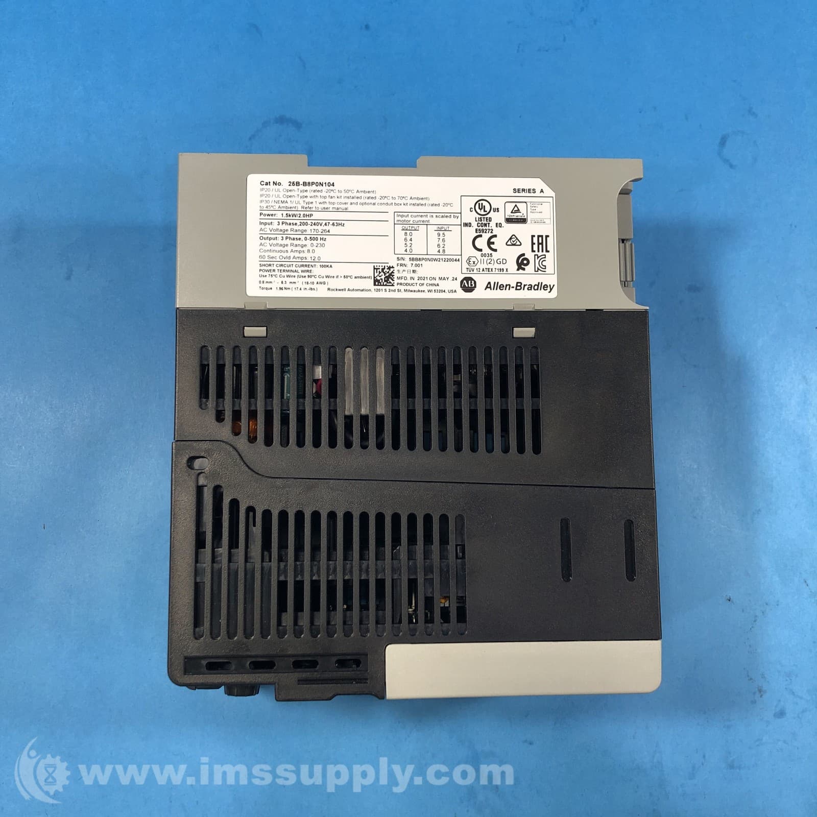 Allen Bradley 25B-B8P0N104 Series A PowerFlex 525 2Hp AC Drive FNIP