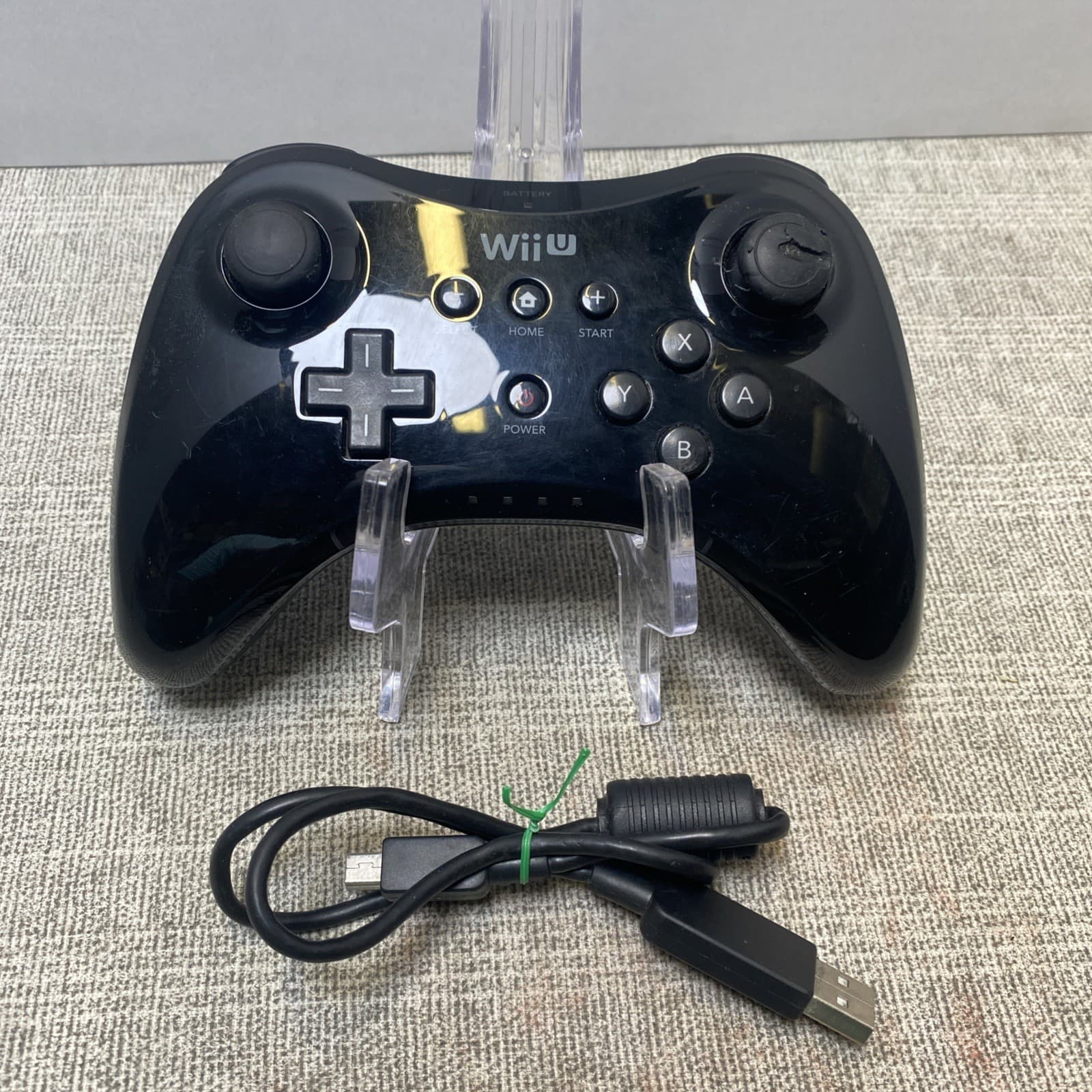 Official OEM Nintendo Wii U Pro Controller Black WUP-005 w/ Charge Cable Tested