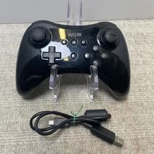 Official OEM Nintendo Wii U Pro Controller Black WUP-005 w/ Charge Cable Tested