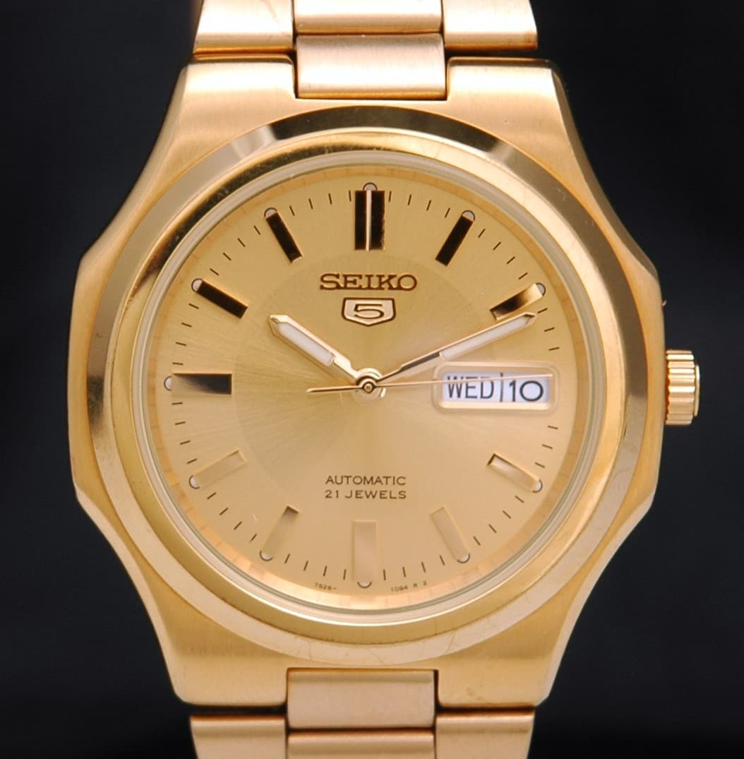 SEIKO 5 Automatic Gold Men's WATCH Seikonaut SNKK52 7S26-03R0 7S26C 21 Jewels