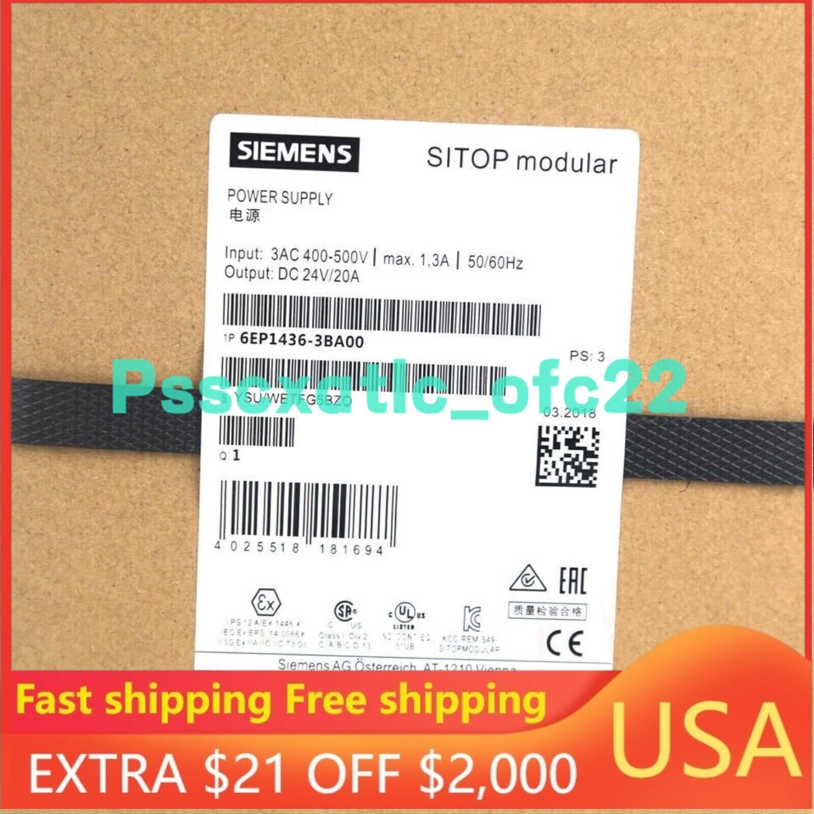 6EP14363BA00 New Siemens 6EP1436-3BA00 Sitop Modular Power Supply