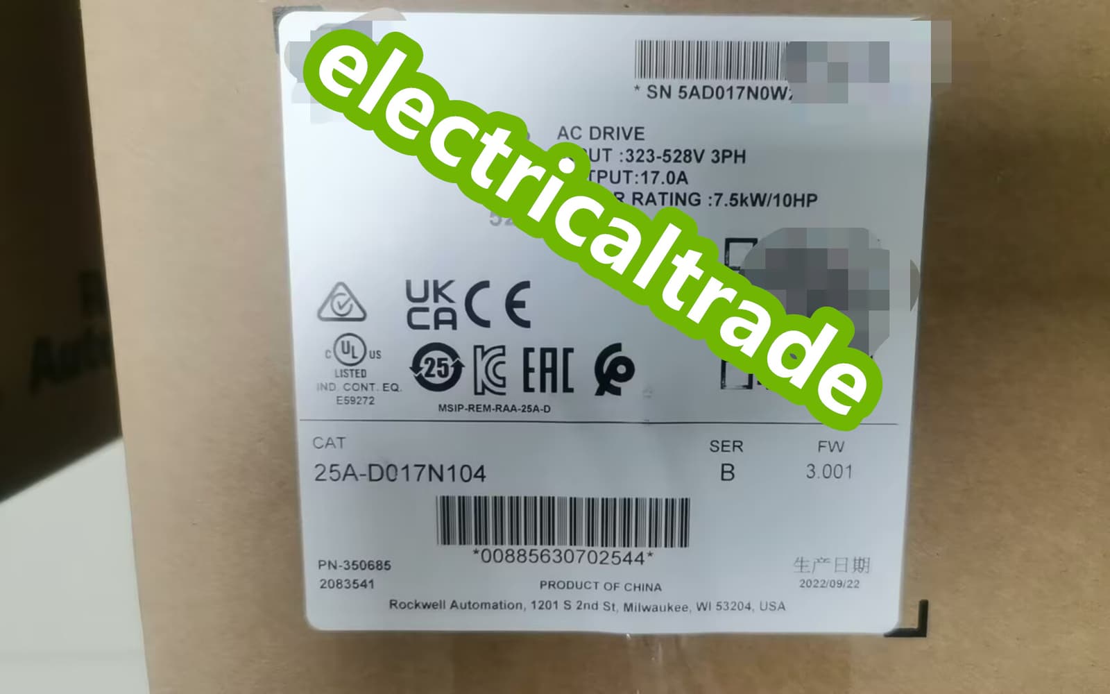 1pcs NEW 25A-D017N104 PowerFlex 523 7.5kW (10Hp) AC Drive