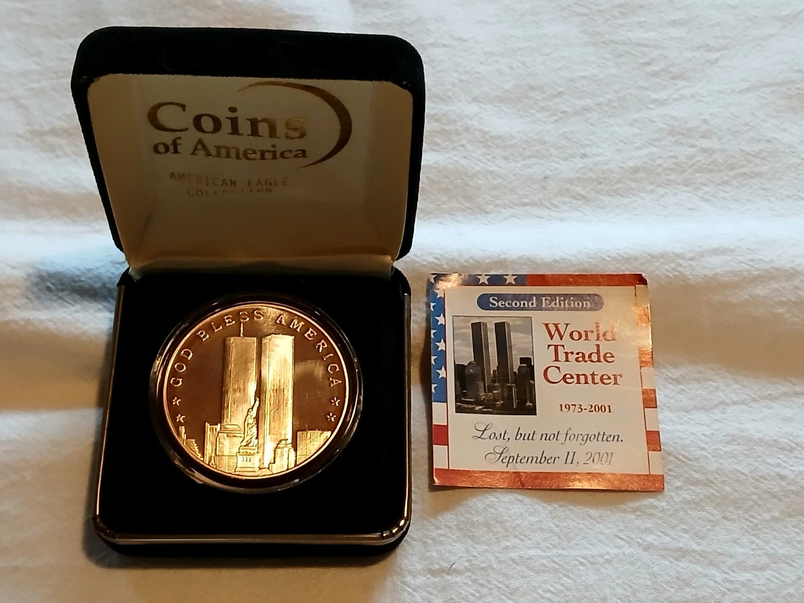 1 oz .999 Silver Coin WORLD TRADE CENTER TOWERS 9-11 2001 God Bless America