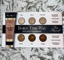 Too Faced Born This Way  Soft Matte Foundation Sample Card ~ 6 Shades ~ NEW!