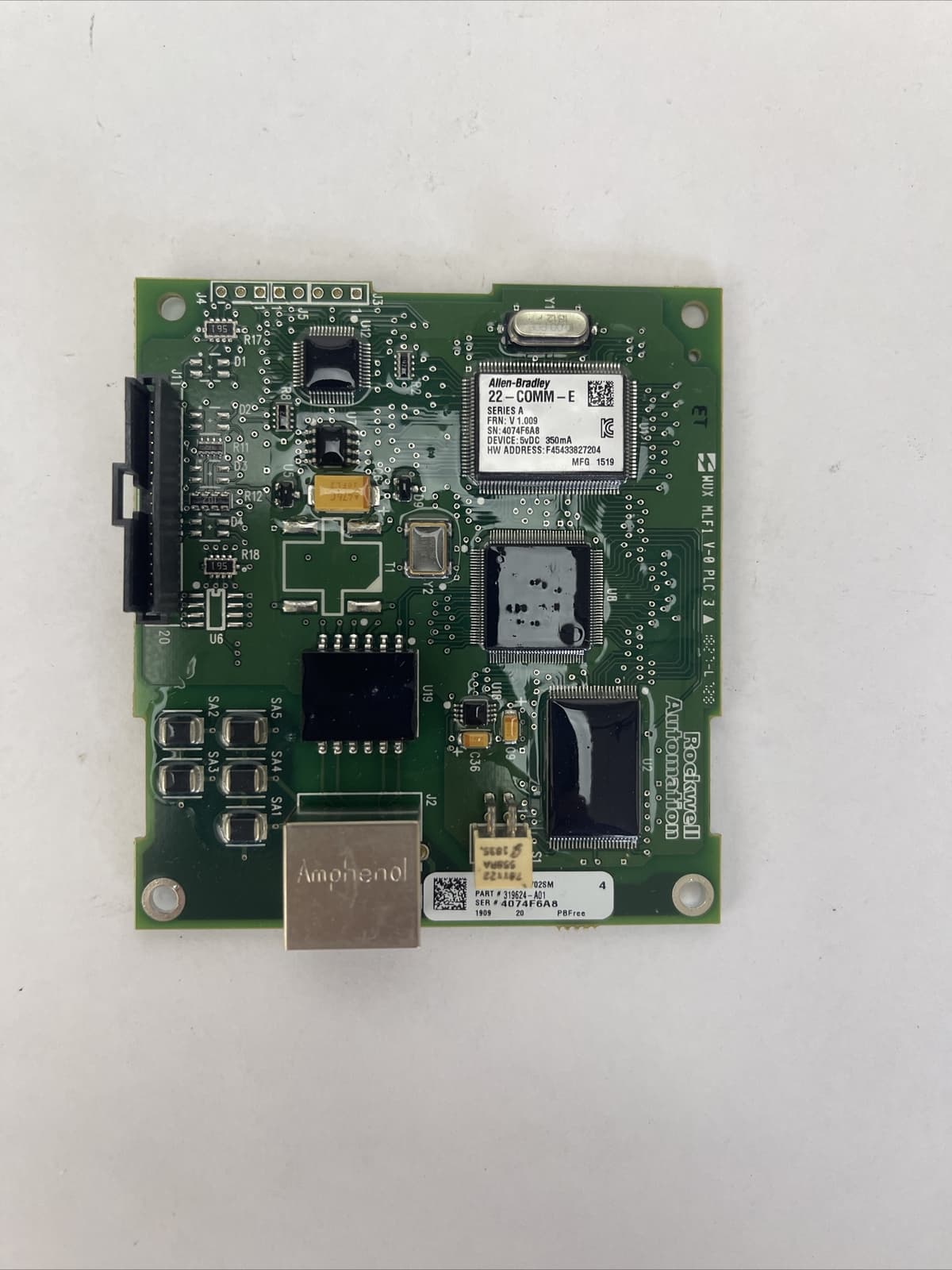 ALLEN BRADLEY 22-COMM-E POWER FLEX ETHERNET/IP ADAPTOR 5VDC 350mA FRN V 1.009