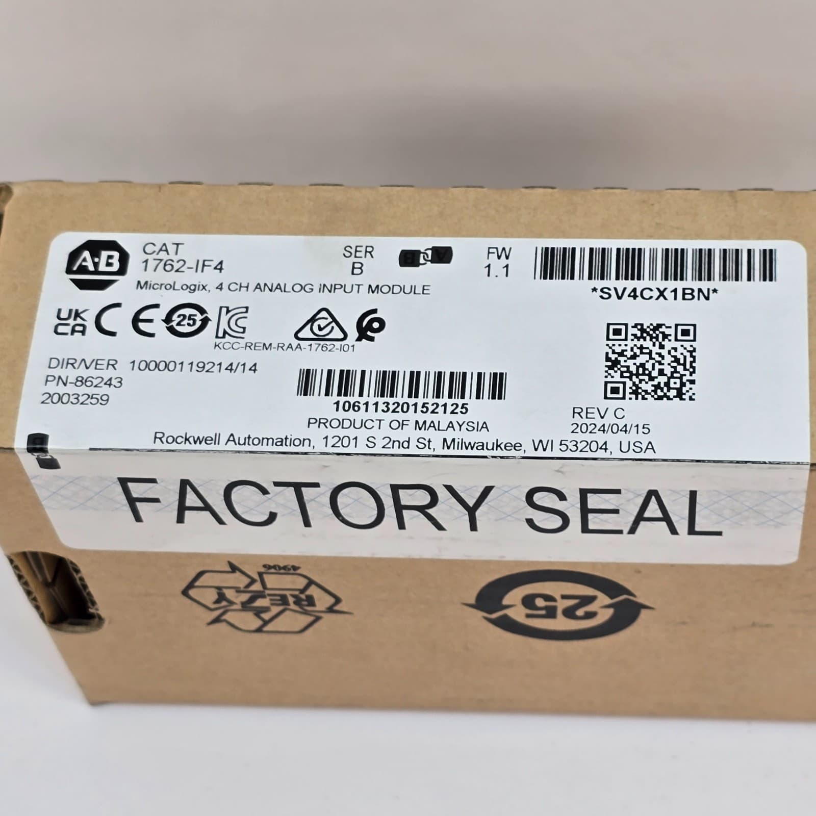Allen Bradley 1762-IF4 MicroLogix 4 CH Analog Input Module New Factory Sealed AB