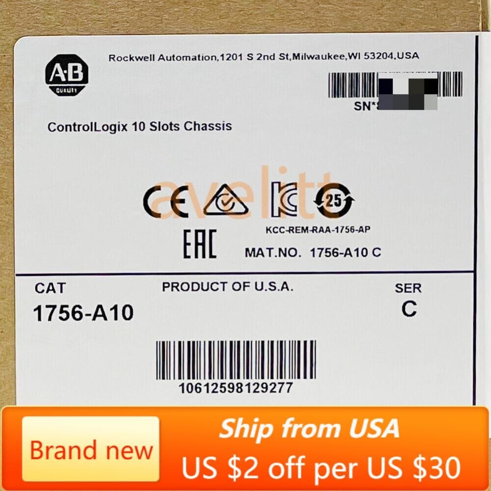 Factory Sealed Allen Bradley 1756-A10 ControlLogix 10 Slots Chassis