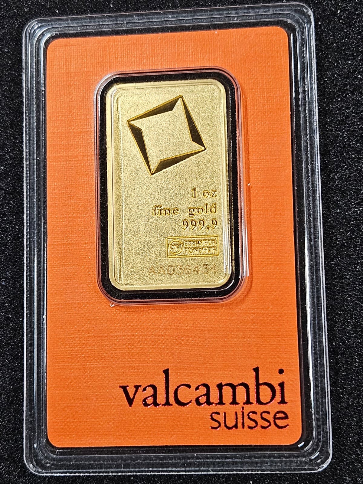 🌟 Valcambi Suisse 1 oz .9999 Gold Bullion Bar MATTE FINISH (New w/ Assay) RARE