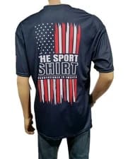 The Sport Shirt Men’s UPF 40+ Sun Protection Graphic Navy Short Sleeve NWT #WM1