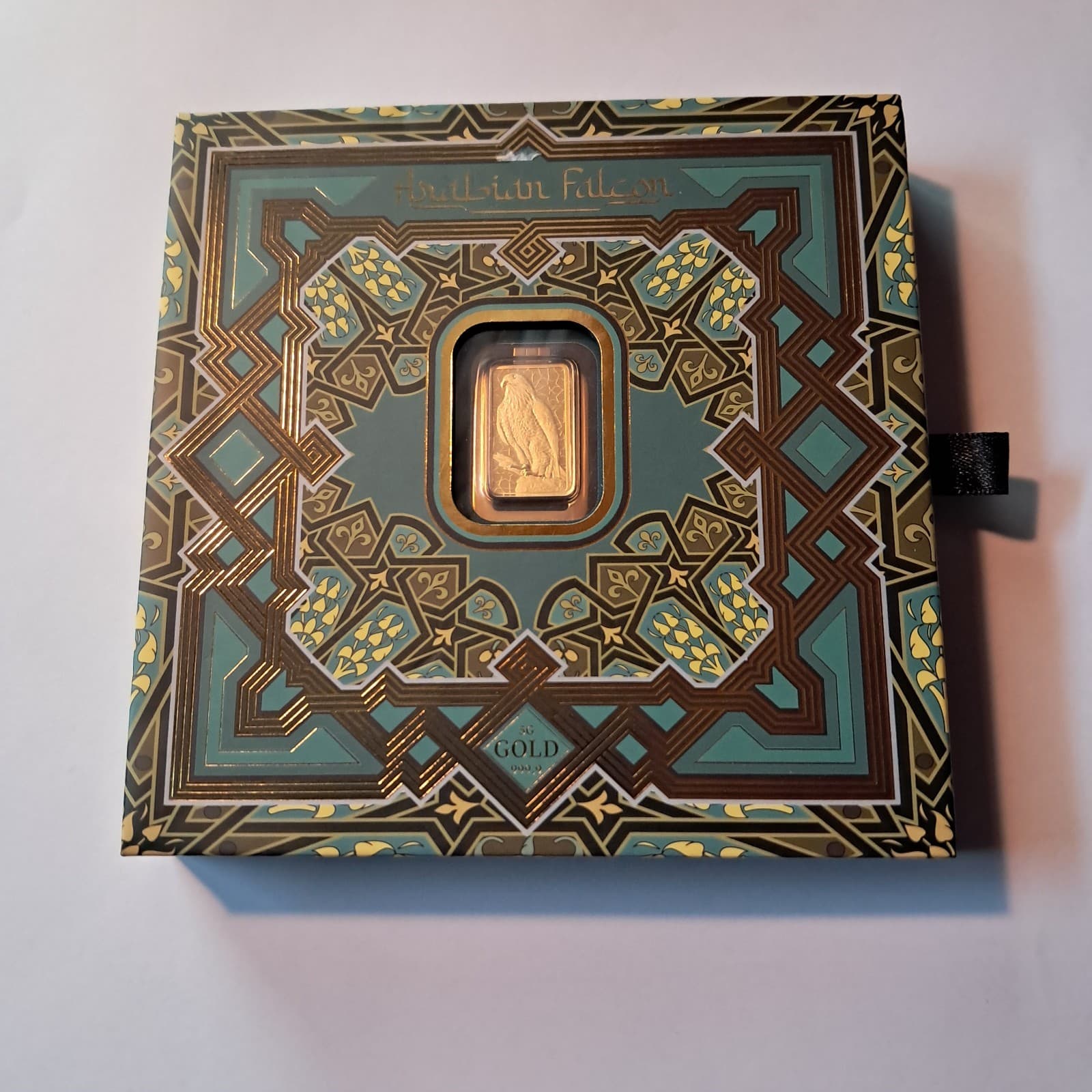 Pamp Suisse Arabian Falcon 5 Gram Gold Bar - w/ assay &Frame