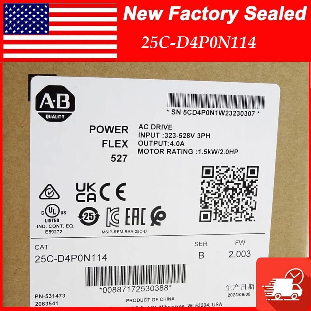 New Allen Bradley 25C-D4P0N114 PowerFlex 527 1.5kW / 2Hp AC Drive 25CD4P0N114