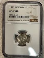 1916 Mercury Silver Dime NGC MS 65 Full Bands VERY SHARP COIN!