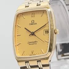 Vintage 1984 **NEAR MINT** OMEGA Seamaster Cal.1430 Quartz Gold Roman 29mm Men's