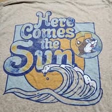 Buc-ees T-Shirt Adult Medium Khaki Brown Short Sleeve Graphic Here Comes The Sun