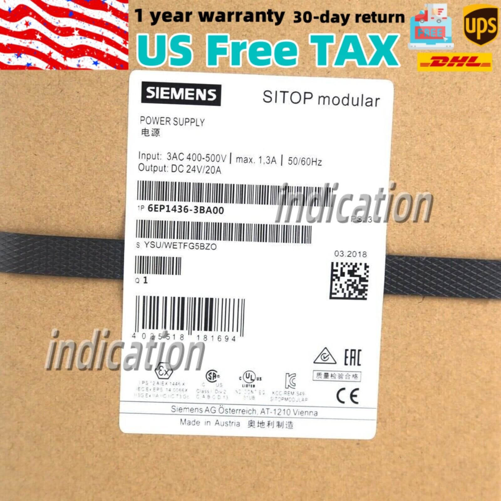 6EP14363BA00 New Siemens 6EP1436-3BA00 Sitop Modular Power Supply