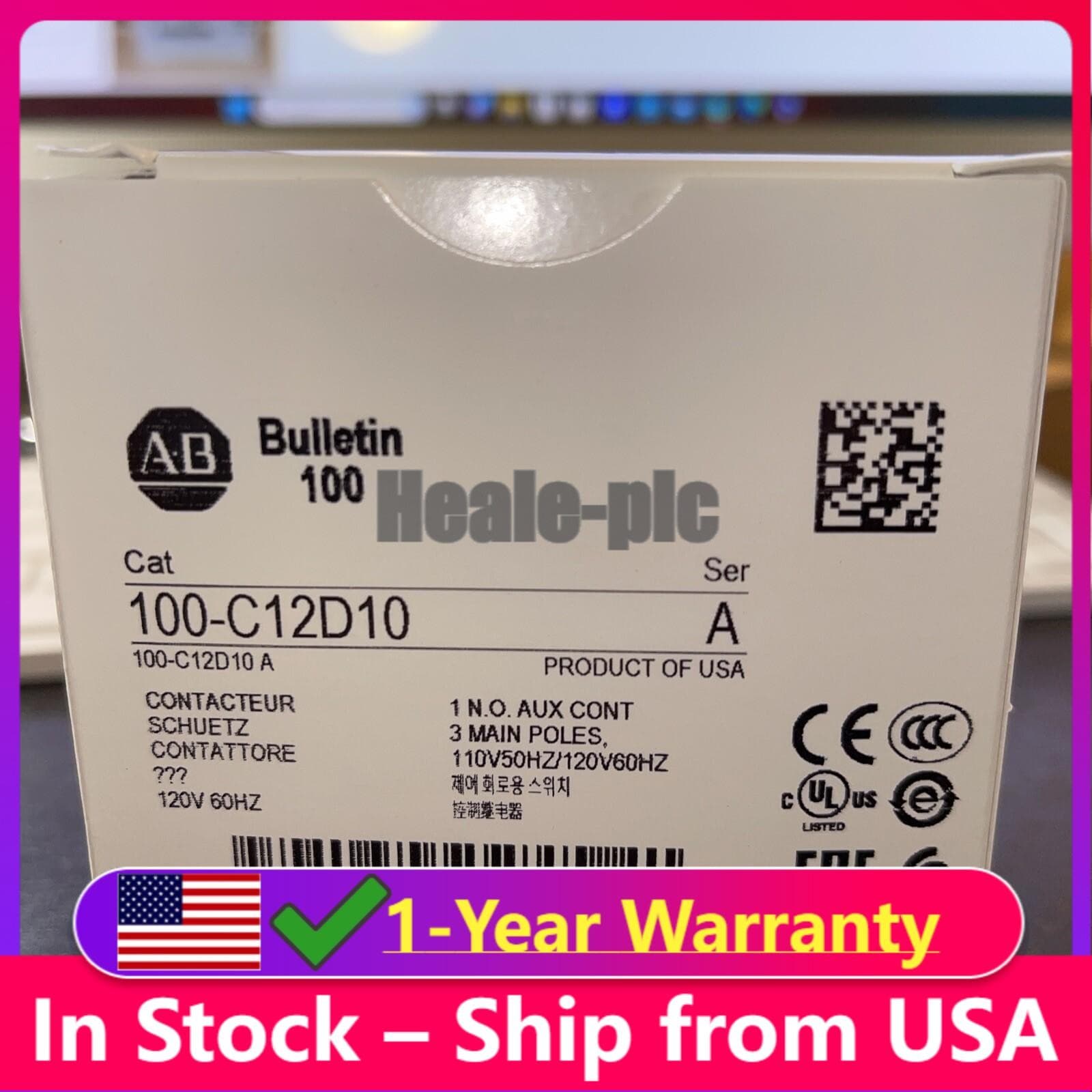 ALLEN BRADLEY. 100-C12D10 CONTACTOR 110/120V50/60HZ US Free Tax