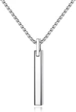 Tungsten Steel Bar Necklace for Men Women, 18K Gold Plated/Silver Color Pendant