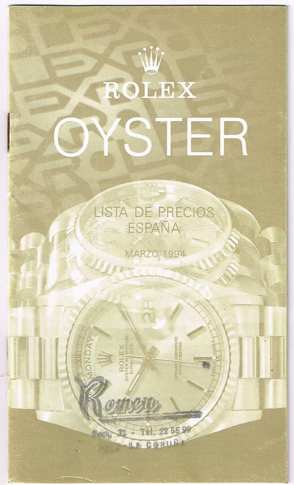 ROLEX Vintage Price List 1994 Spain Daytona Zenith 16520 16570 16600 GMT 16700 /
