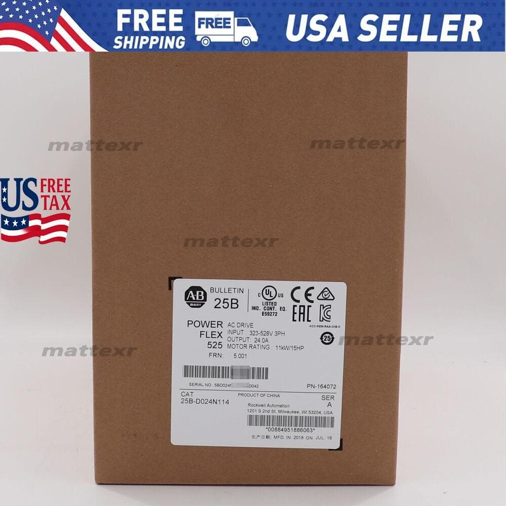 25B-D024N114 Allen-Bradley PowerFlex 525 AC Drive 11kW 15Hp Factory Sealed NEW