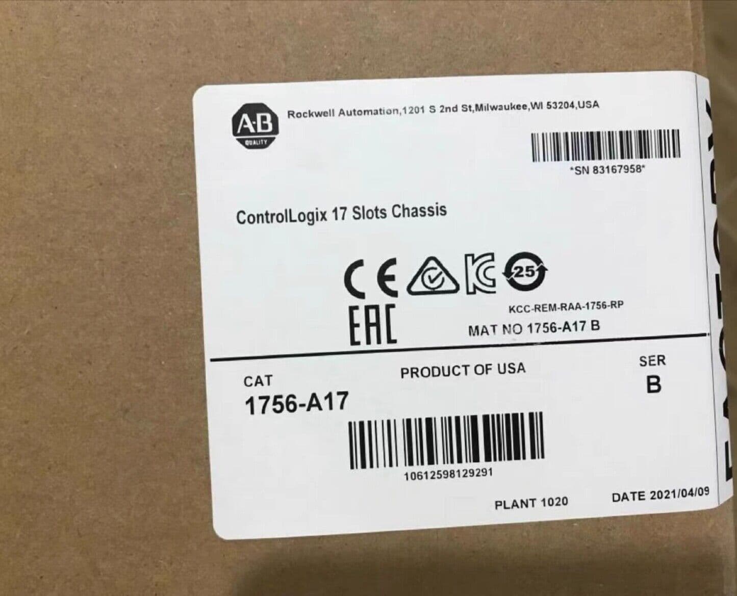 New Factory Sealed Allen-Bradley 1756-A17 ControlLogix 17 Slots Chassis Module