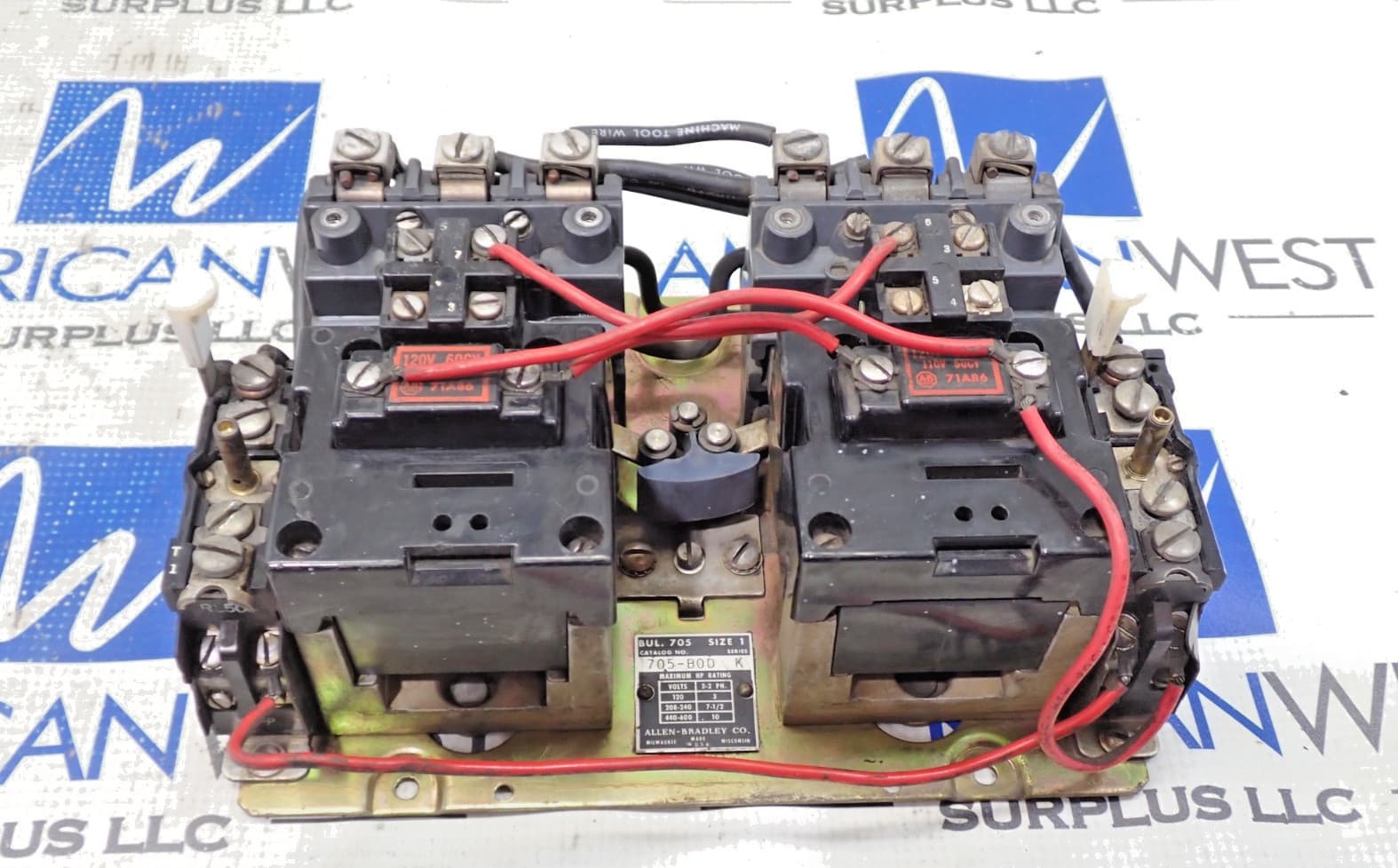 Allen Bradley 705-BOD Size 1 Reversing Starter Series K 120V Coil Tested ST552