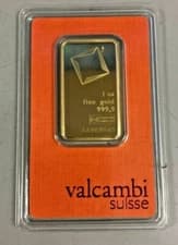 Valcambi Suisse 1 oz Gold Bar .9999 Sealed With Assay Certificate 24 Karat