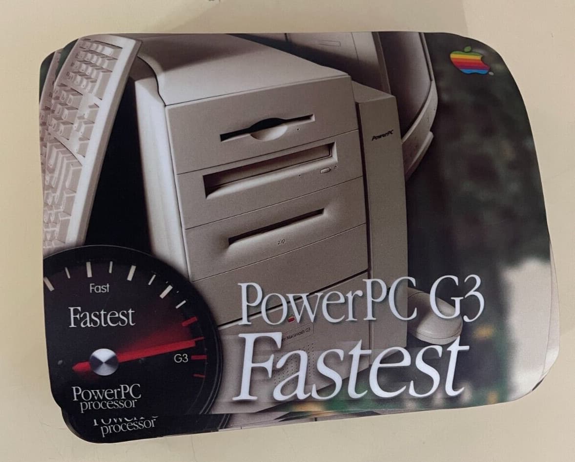 LOT OF 75 NEW OLDF STOCK APPLE COMPUTERS LOGO POWER PC G3 COMPUTER MOUSE PAD