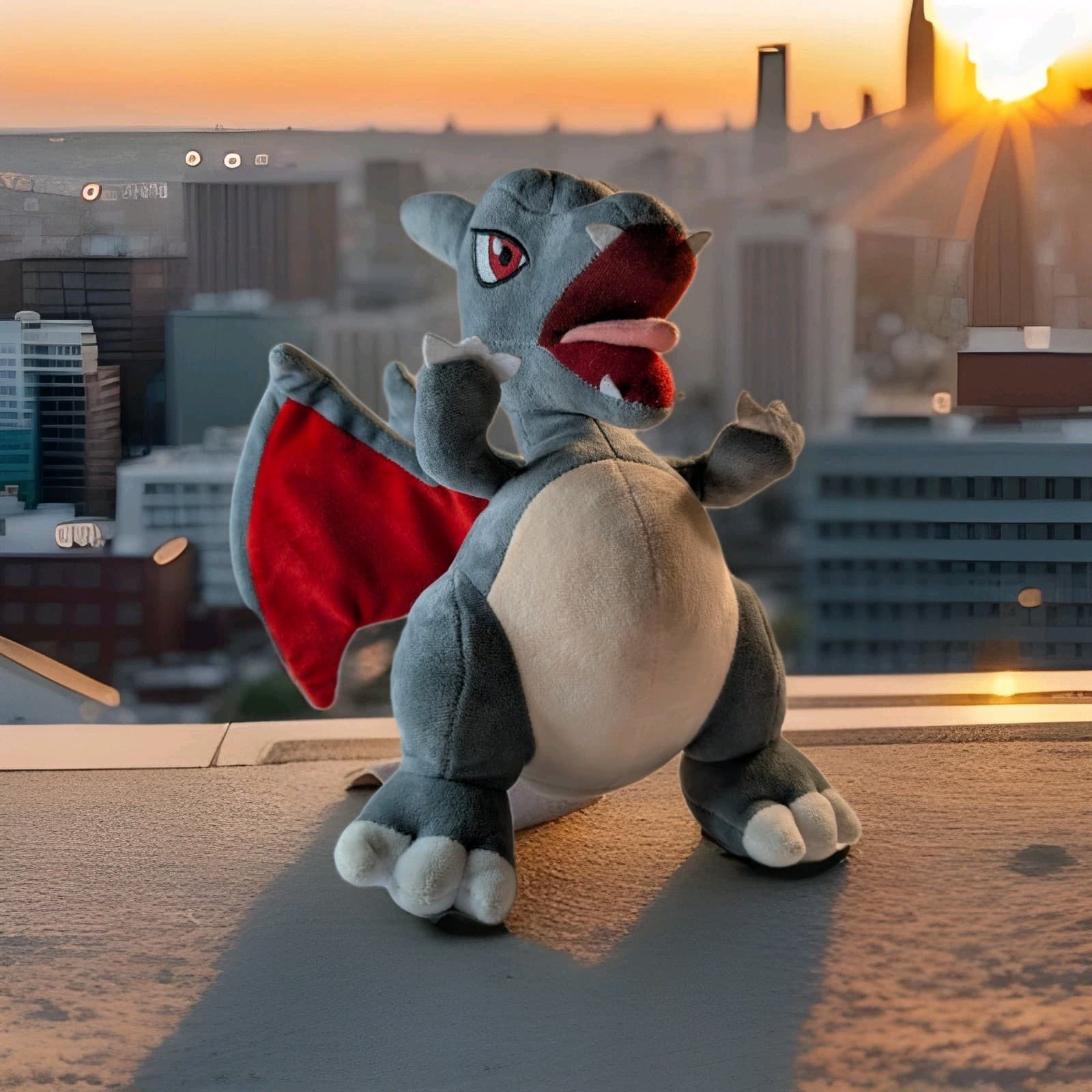 Rare Pokémon Shiny Charizard Plush - 12" Grey/Red Collector’s Edition VG cond