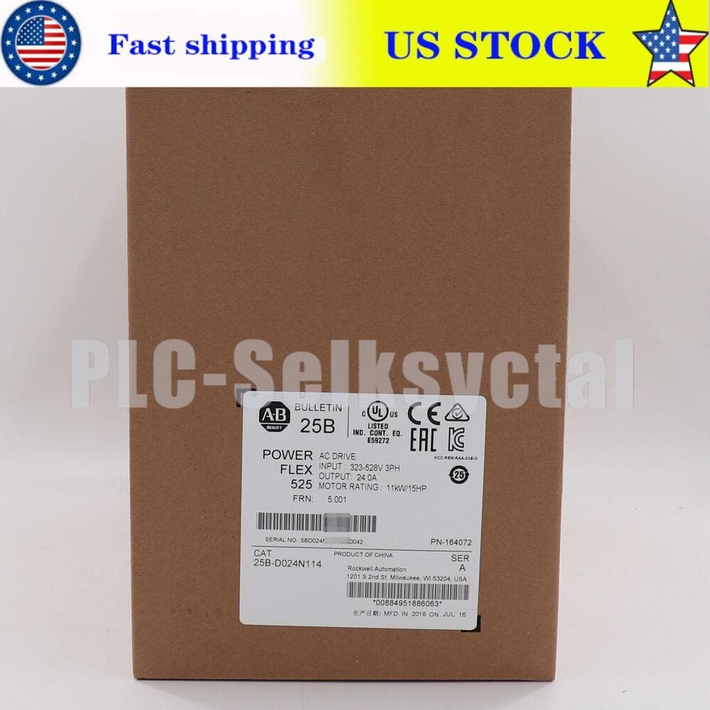 25B-D024N114 Allen-Bradley PowerFlex 525 AC Drive 11kW 15Hp Factory Sealed NEW