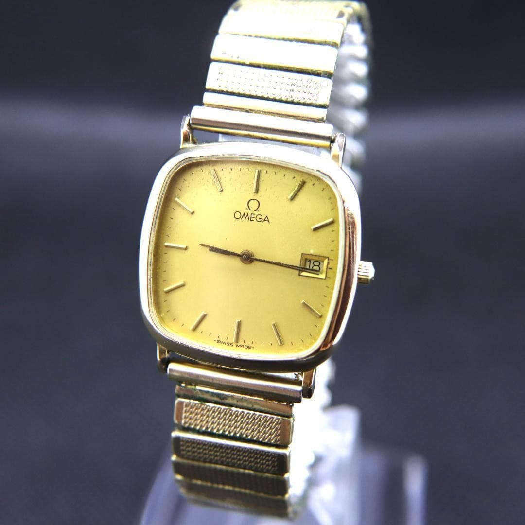 Omega Deville Gold Men's Square 30mm Vintage Dress Watch Used