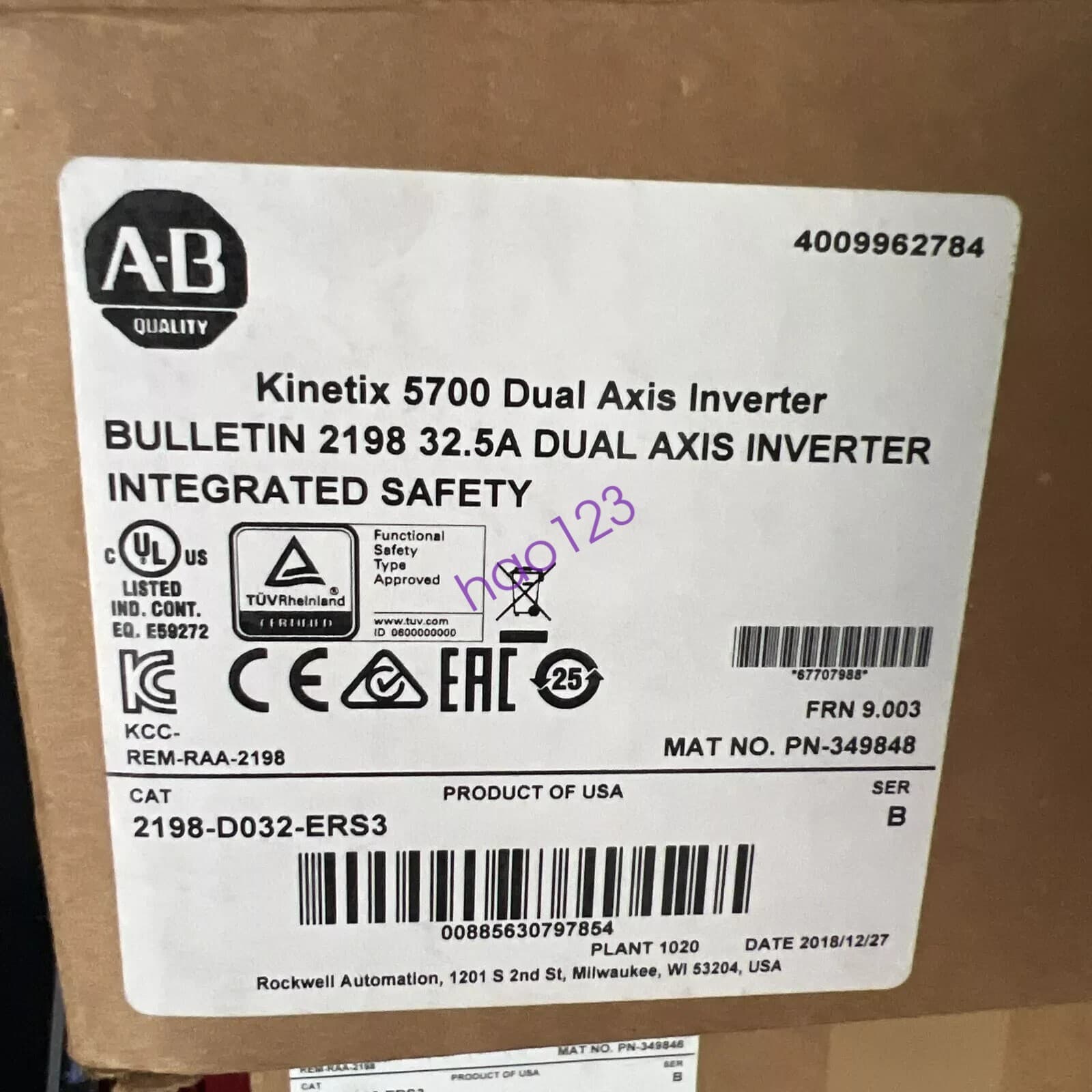 New Allen Bradley 2198-D032-ERS3 Kinetix 5700 Dual Axis Inverter DHL/FedEx